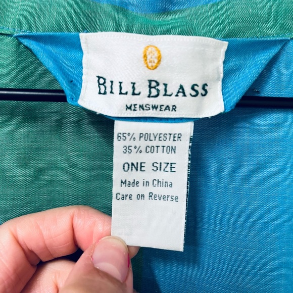 Vintage Bill Blass Menswear Robe One Size Green and Blur Striped Cotton - Picture 2 of 7